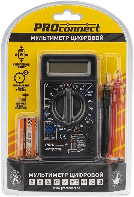 Мультиметр PROconnect M832 DT832 цифровой черный 13-3012