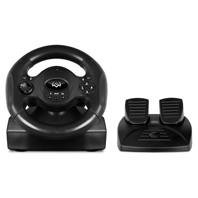 Руль SVEN GC-W300 педали, вибро, лепестки, D-pad, 10 кл, резин. вставки, PC