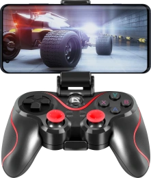 Геймпад беспроводной Defender Impulse черный, держатель для смартфона/кабель USB [64284]