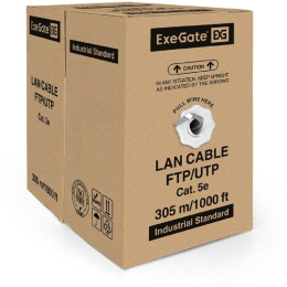 Кабель ExeGate UTP4-C5E-CCA-P24-IN-PVC-GY-305 UTP 4 пары кат.5e CCA, многожильный, 305м, серый, PVC EX205293RUS