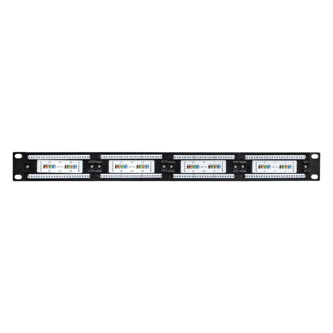 Патч-панель ExeGate EPP3-19-24-8P8C-C5e-110D 19", UTP, 24 port, cat.5e, KRONE&110 dual IDC , 1U, RoHS, Black, RTL EX256752RUS
