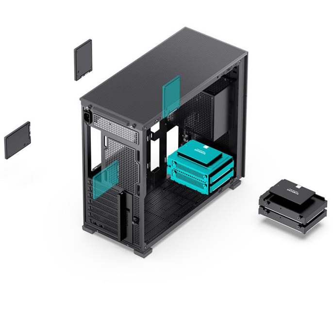 Корпус без блока питания Case JONSBO D41 STD, Midi-Tower, TG, no fan, 1xUSB-A 3.2 + 1xUSB-C 3.2, ATX, mATX Black (D41 STD Black)