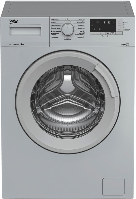 Стиральная машина Beko WSRE6512ZSS, с фронтальной загрузкой, 6кг, 1000об/мин, с паром