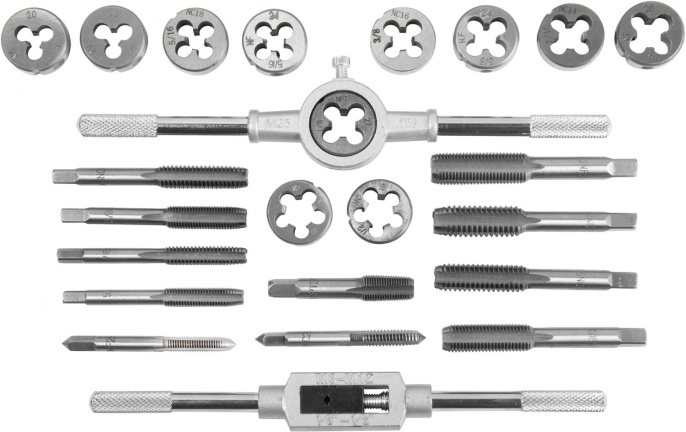 Набор метчиков/плашек Av Steel AV-921209 в комплекте 24 предмета жесткий кейс