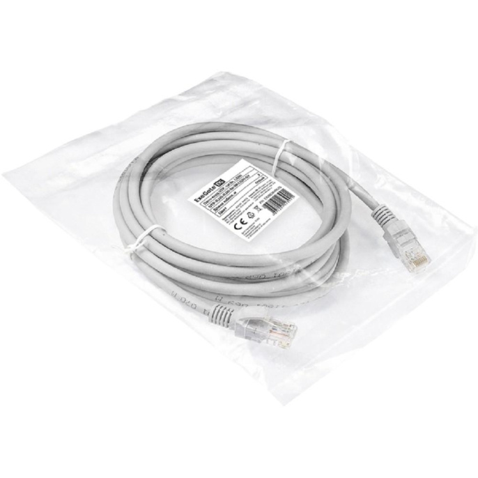 Патч-корд LSZH ExeGate UTP-RJ45-RJ45-5e-3M-LSZH-GY, UTP, cat.5e, 3м, серый EX286384RUS