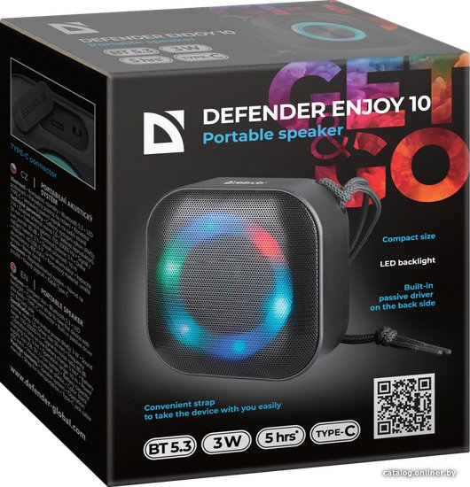 Беспроводная колонка Defender Enjoy 10 65009 номинальная мощность 3 Вт, питание от аккумулятора, BT 5.3, время работы: 6 ч.