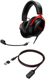 Гарнитура игровая HYPERX Cloud III, для компьютера и игровых консолей, мониторные, проводные, черный / красный [727a9aa]