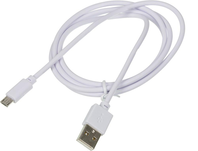 Кабель Digma micro USB m - USB m , 1.2м, 2A, белый [microusb-1.2m-wh]
