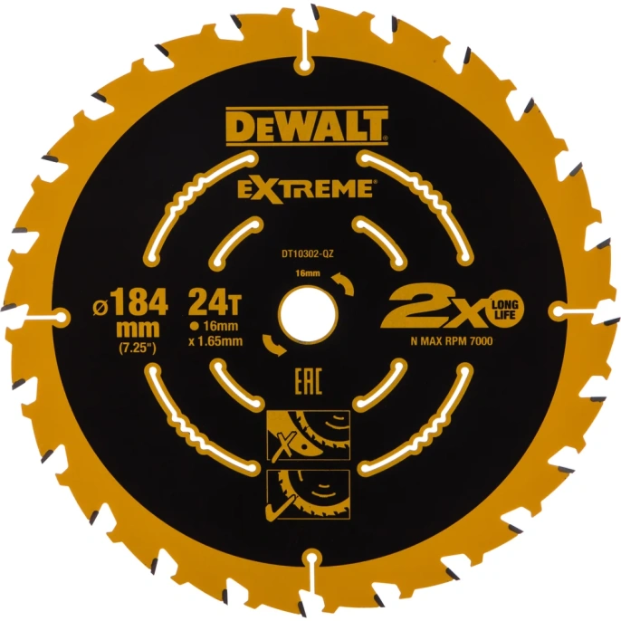 Диск пильный по дереву (184х16 мм) DEWALT DT 10302