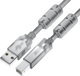 GCR Кабель PROF 0.75m USB 2.0, AM/BM, прозрачный, ферритовые кольца, 28/24 AWG, экран, армированный, морозостойкий, GCR-52421 GCR Кабель PROF 0.75m USB 2.0, AM/BM, прозрачный, ферритовые кольца, 28/24 AWG, экран, армированный, морозостойкий, GCR-52421