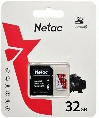 Карта памяти microSDHC UHS-I U1 NETAC P500 Eco 32 ГБ, 90 МБ/с, Class 10, NT02P500ECO-032G-R,  1 шт., с адаптером