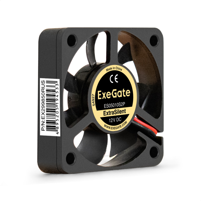 Вентилятор 12В DC ExeGate ExtraSilent ES05010S2P (50x50x10 мм, Sleeve bearing (подшипник скольжения), 2pin, 4000RPM, 22dBA) EX299850RUS