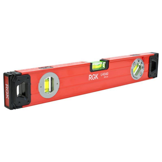 Уровень пузырьковый RGK U4040 40см, магнитный, глазков: 3шт [4610011873683]