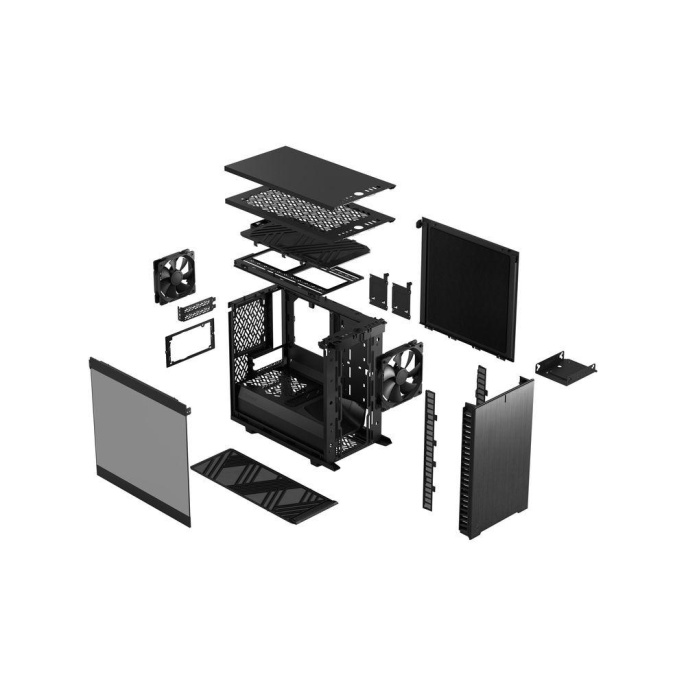 Корпус Case Fractal Design Define 7 Nano TG Light Tint, Mini-Tower, 1x120mm + 1x140mm, 2xUSB-A 2.0 + 2xUSB-A 3.2 + 1xUSB 3.2 Type-C mITX, mDTX Black FD-C-DEF7N-02