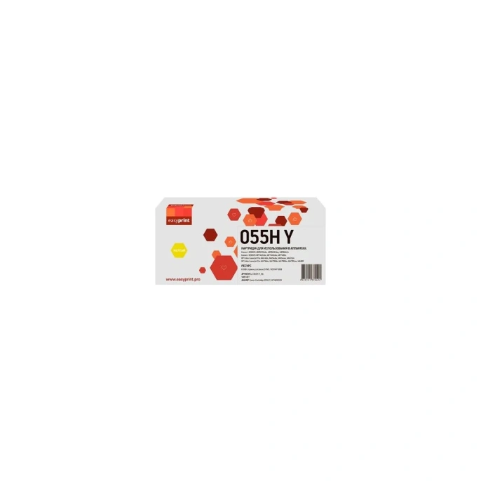 Картридж EasyPrint (055H Y/3017C002) для Canon i-SENSYS LBP663, 664, MF742, 744, HP CLJ Pro M454, 455, 479, 480 (6000 стр.) желтый, БЕЗ ЧИПА LC-055H Y_NC