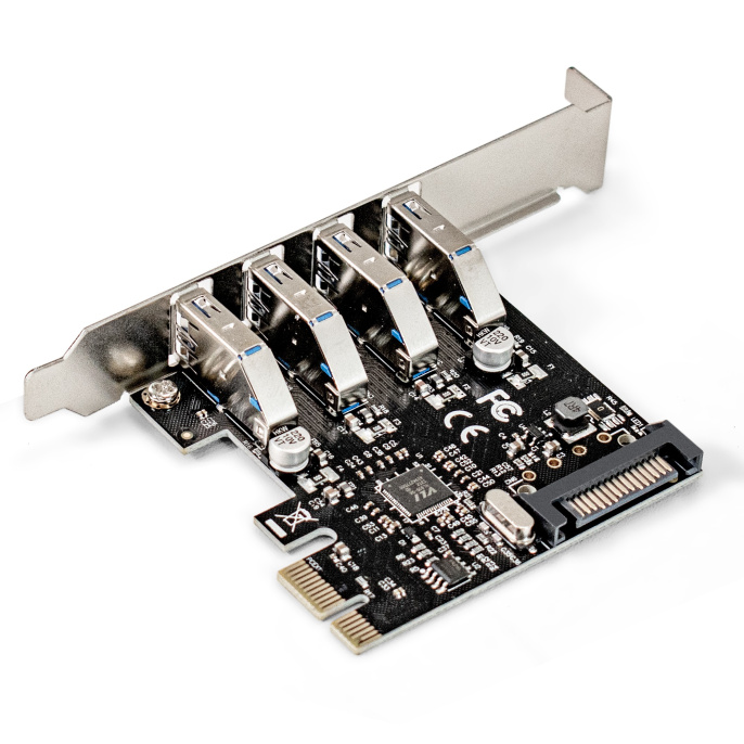 Контроллер ExeGate EXE-314 (PCI-E x1 v2.0, 4*USB3.0 ext., разъем доп.питания SATA 15pin, VIA Labs Chipset VL805) EX283716RUS