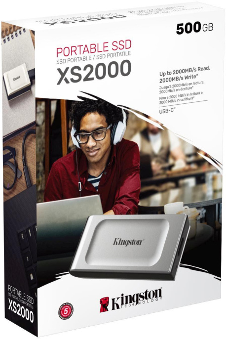 Внешний диск SSD Kingston XS2000, 500ГБ, серый [sxs2000/500g]