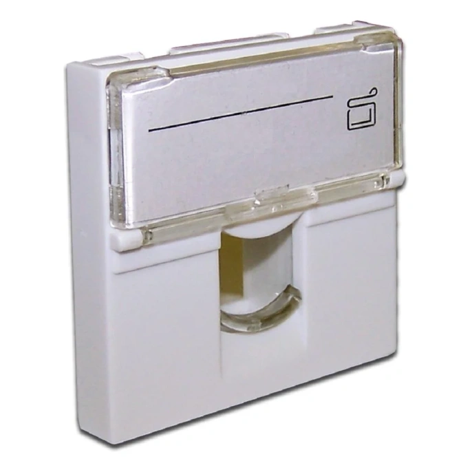 Вставка LANMASTER 45x45 на 1 кейстоун, со шторкой, маркировкой, белая, LAN-SIP-23L-WH