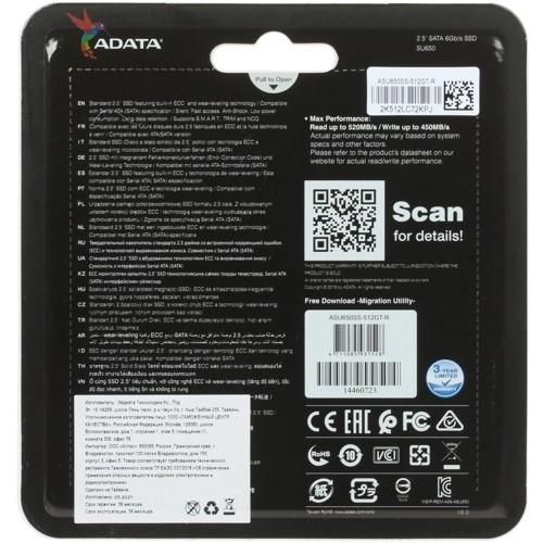 A-DATA SSD 512GB SU650 ASU650SS-512GT-R SATA3.0
