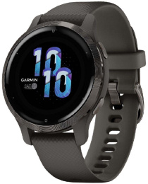Смарт-часы Garmin Venu 2S 27.9мм 1.2" AMOLED корп.черный рем.графитовый разм.брасл.:110-175мм 010-02429-10