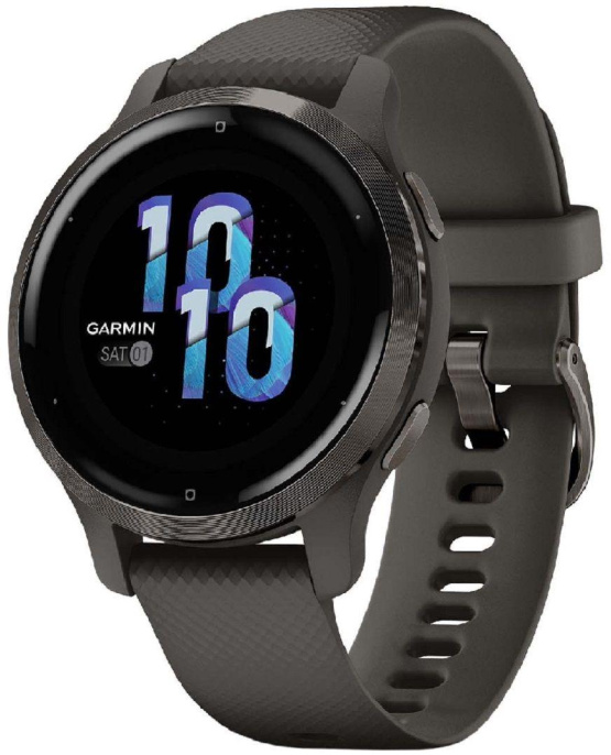 Смарт-часы Garmin Venu 2S 27.9мм 1.2" AMOLED корп.черный рем.графитовый разм.брасл.:110-175мм 010-02429-10