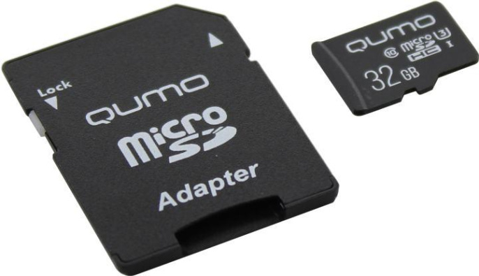 Micro SecureDigital 32Gb QUMO QM32GMICSDHC10U3 {MicroSDHC Class 10 UHS-I U3, SD adapter}