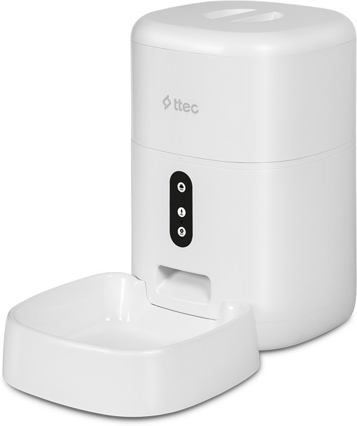 Автоматическая умная кормушка для кошек/собак TTEC Foodi Pro Automatic Wi-Fi Smart Pet Feeder с камерой и Wi-Fi. Цвет: белый 2EHB01