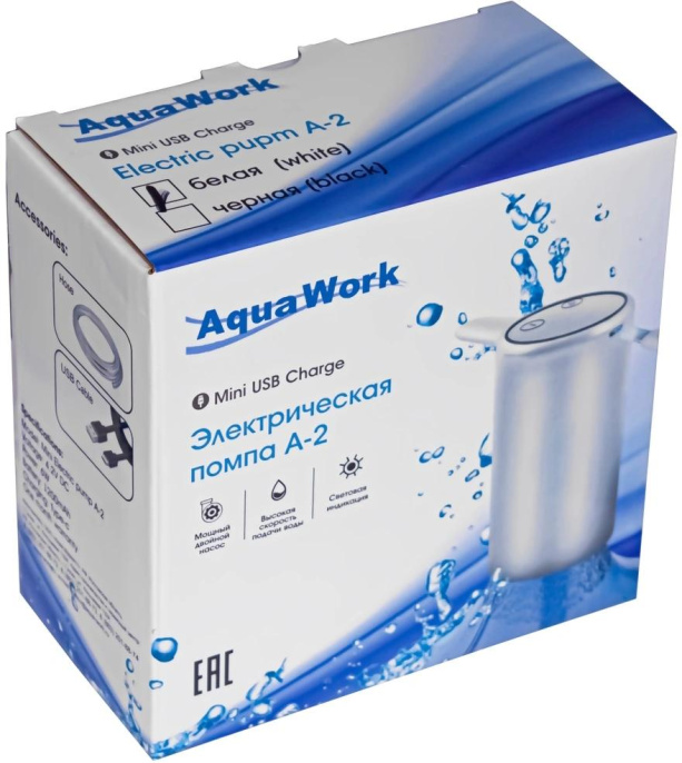 Помпа для 19л бутыли Aqua Work A2 электрический белый картон (36064)