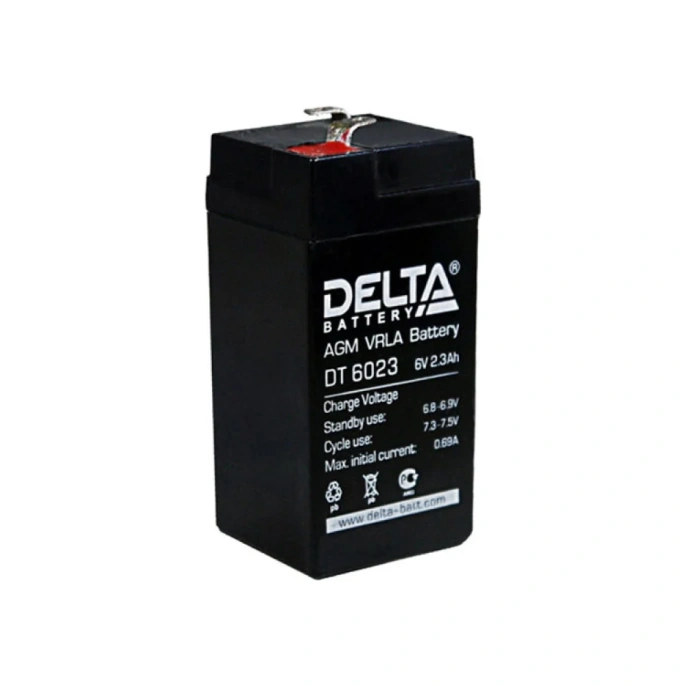 Аккумуляторная батарея 6V/2.3Ah Delta DT 6023 44/47/101 107 , 0.45кг, 5лет, F1