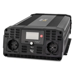 Автомобильный инвертор TopOn 3000w 2 розетки, чистый синус, type-c pd, usb qc, lcd экран, пиковая мощность 6000w черный TOP-PI3000