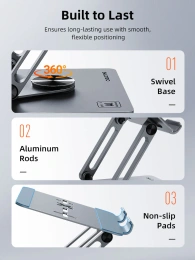 Эргономичная подставка CABLETIME CS23G (CT-PSR04-AG) – устойчивая, с поворотом на 360° для планшета