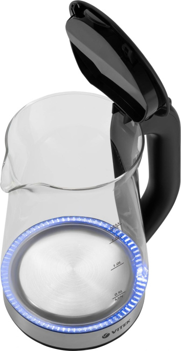 Чайник электрический Vitek VT-1181 1.7л. 2200Вт черный корпус: стекло