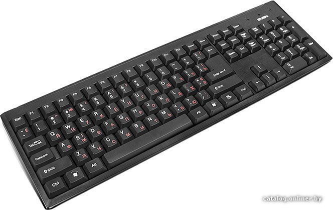Клавиатура Sven Standard 303 Black SV-03100303PU USB+PS/2, высококачественная мембрана, стандартный набор клавиш, две дополнительные клавиши управления, комфортный, тихий и четкий ход клавиш