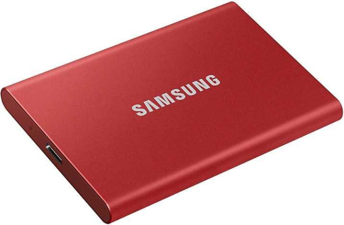 2ТБ Внешний диск SSD Samsung T7 MU-PC2T0R/WW, USB-C, запись - 1000МБ/с, чтение - 1050МБ/с, красный