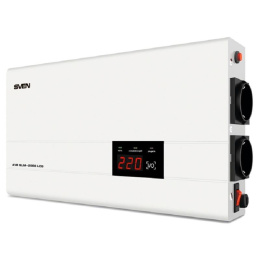 Стабилизатор SVEN AVR SLIM-2000 LCD 1200Вт,Входное 140-260В, 2*CEE7/4 розетки, настенное крепление . SV-013950