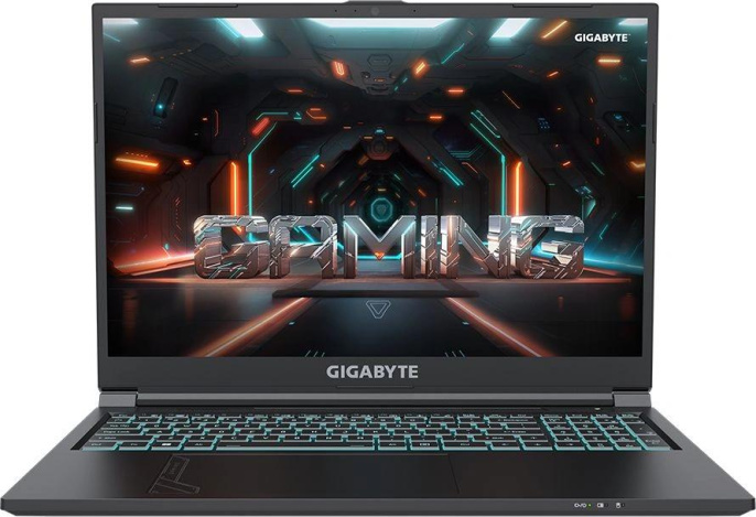 Ноутбук Gigabyte G6 Core i7 12650H 16Gb SSD512Gb NVIDIA GeForce RTX4060 8Gb 16" IPS FHD+ 1920x1200 FreeDOS black WiFi BT Cam KF-G3KZ853SD