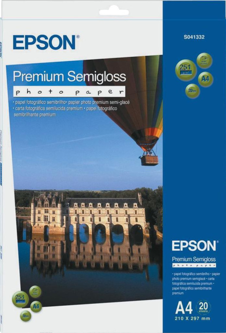 Бумага/ Epson Premium Semigloss Photo Paper A4 C13S041332