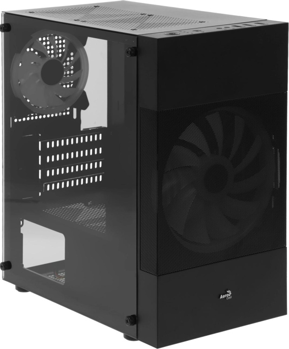 Корпус mATX Aerocool Atomic Lite-G-BK-v2, Mini-Tower, без БП, черный [accs-pv33123.11]
