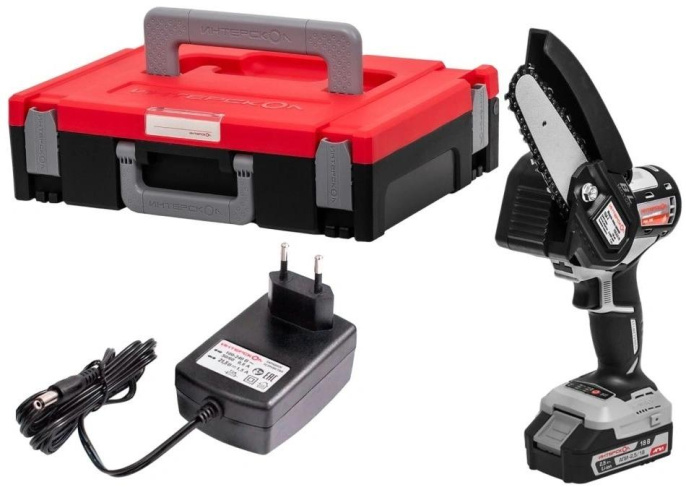 Цепная пила Интерскол ПЦА-4/18ВМ,  аккумуляторная,  18В,  2.5Ач,  с одним аккумулятором [755.1.3.47]