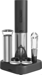 Штопор электрический MIRU KAWO04 Штопор - 1 шт.,Нож для фольги - 1 шт.,Аэратор - 1 шт.,Подставка - 1 шт.,Кабель - 1 шт,Вакуумный насос - 1 шт,Пробки- 2шт.,чёрн.-металл