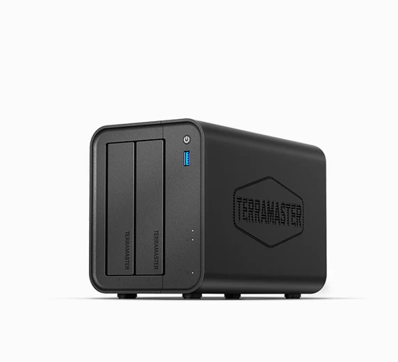Сетевое хранилище NAS TerraMaster F2-425 tower NAS QC 2.0Ghz/4Gb upto 16Gb /JBOD,RAID0,1,TRAID + /up to 2 HS SATA 3,5' or 2,5' /2xUSB3.2 10Gb /1xUSB3.2 5Gb /1x2,5Gb RJ-45/iSCSI/1xPS/1YW repl F2-212, F2-223