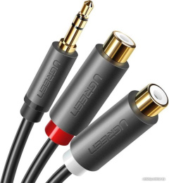 Кабель UGREEN AV109 10547 3.5mm Male to 2RCA Female Cable . Длина: 25 см. Цвет: серый (10547_)
