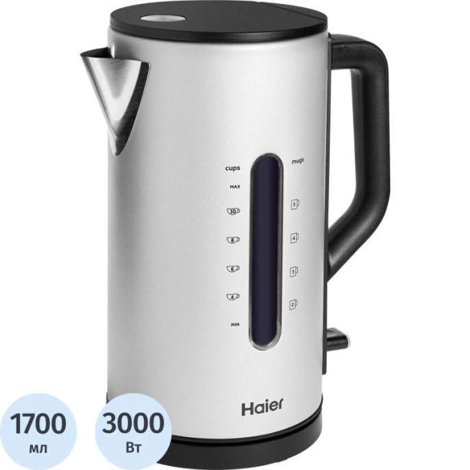 Чайник электрический HAIER HK-601, 1.7л, нержавеющая сталь