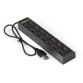 USB-Хаб концентратор 7-в-1 ExeGate DUB-72SW кабель-адаптер USB2.0 -- 7xUSB2.0, кнопки включения/отключения для каждого порта, Plug&Play, черный EX293978RUS