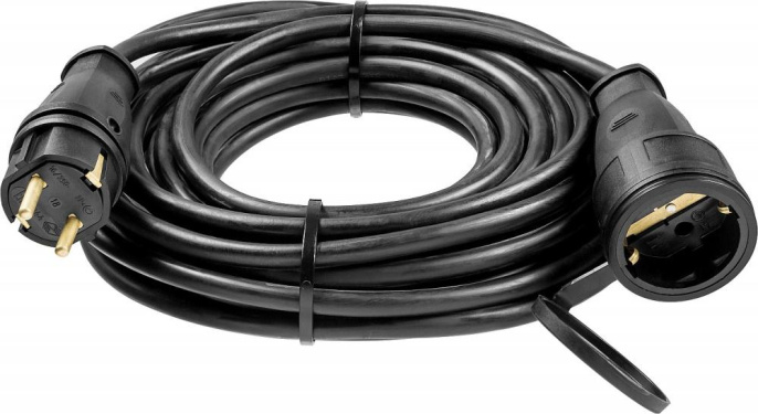 Удлинитель силовой Зубр 55017-10, розеток 1шт, 3x2.5 кв.мм, 20A, 10м, КГ, без катушки, черный