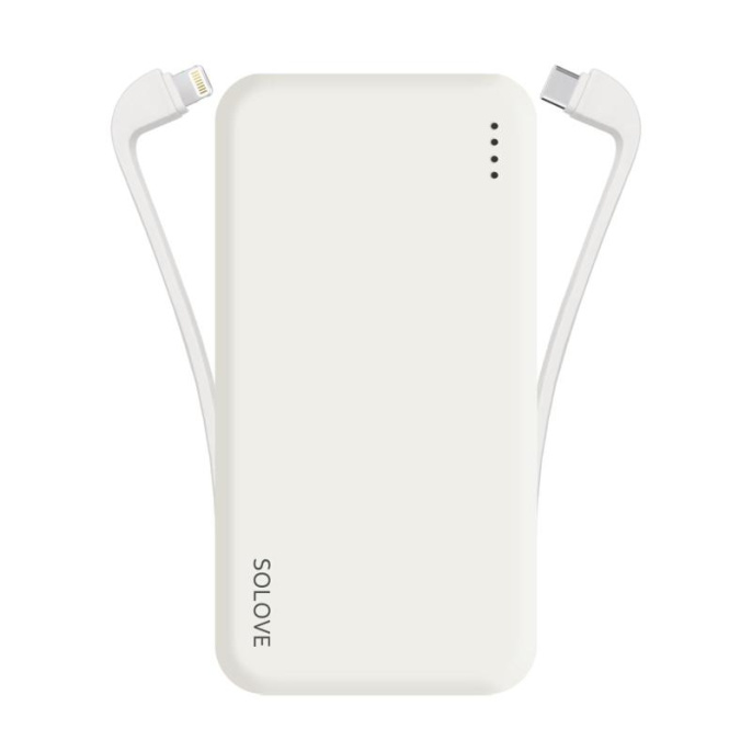 Внешний аккумулятор Power Bank SOLOVE W7, 10000мAч, белый [w7 white rus]