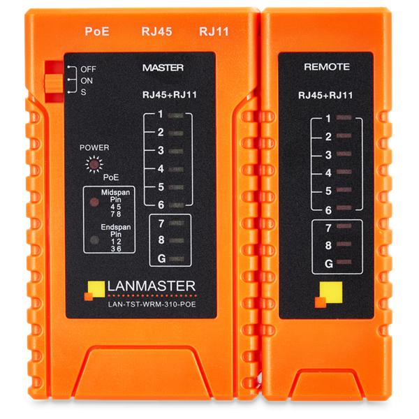 Тестер витой пары с индикаторами, с определением POE LANMASTER LAN-TST-WRM-310-POE