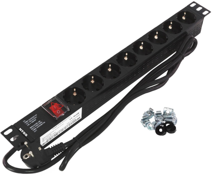 Блок распределения питания NTSS NTSS-PDU-DA2034, горизонт.размещ., SchukoХ8, Тип вход. тока 16A, 1.8м
