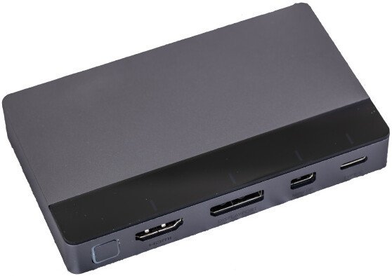 Переключатель CABLETIME CB00G (CT-PS41-GB1) 4-в-1, Mini DP / DP / HDMI / Type-C, 4K@60 Гц, 15 м, подсветка, космический серый