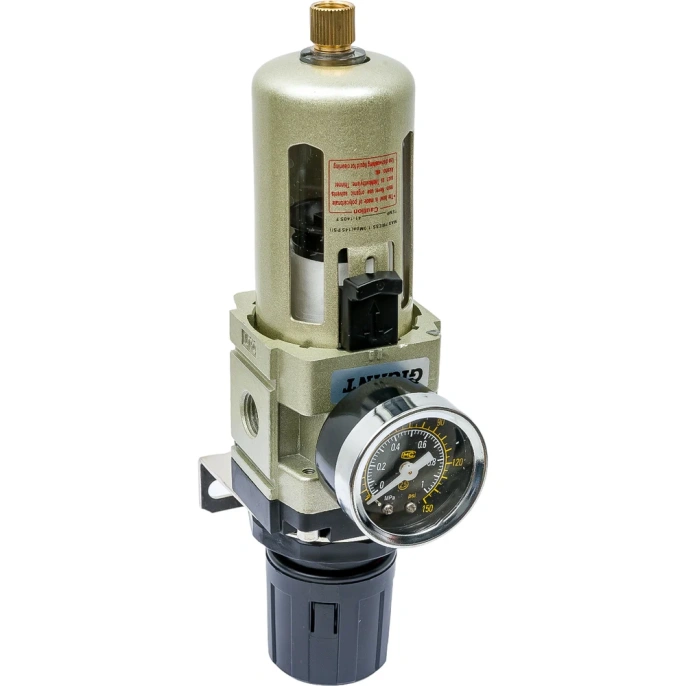 Фильтр-влагоотделитель для компрессора с регулятором давления 1/4"; манометр; 2000 л/мин; 10 бар Gigant GAW3000-02